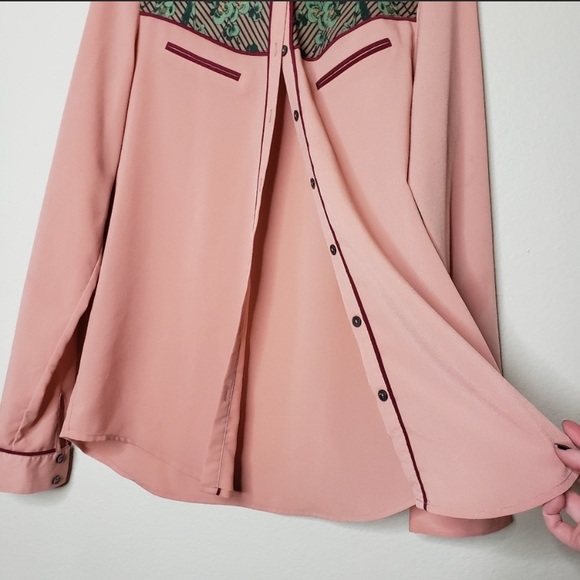 MAISON SCOTCH Western style button up blouse tonal stitching size 3 - Picture 3 of 7